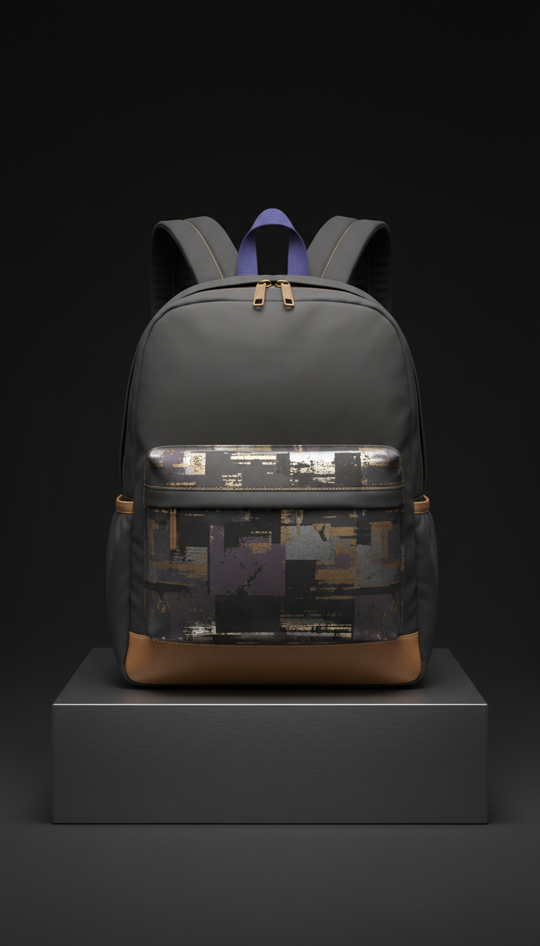 Nylon & Vegan Leather School Backpack