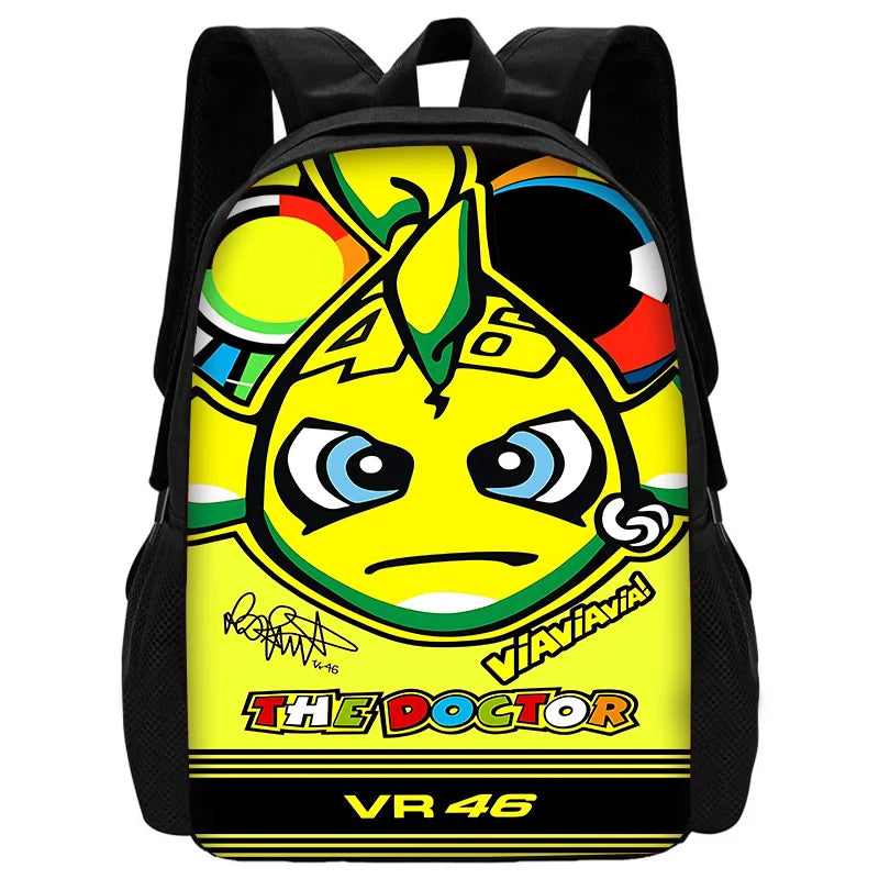 Child School Motorcycle R-rossis VR-46 Backpack with Lunch Bags ,Pencil Bags ,School Bags for Boys Girls Best Gift