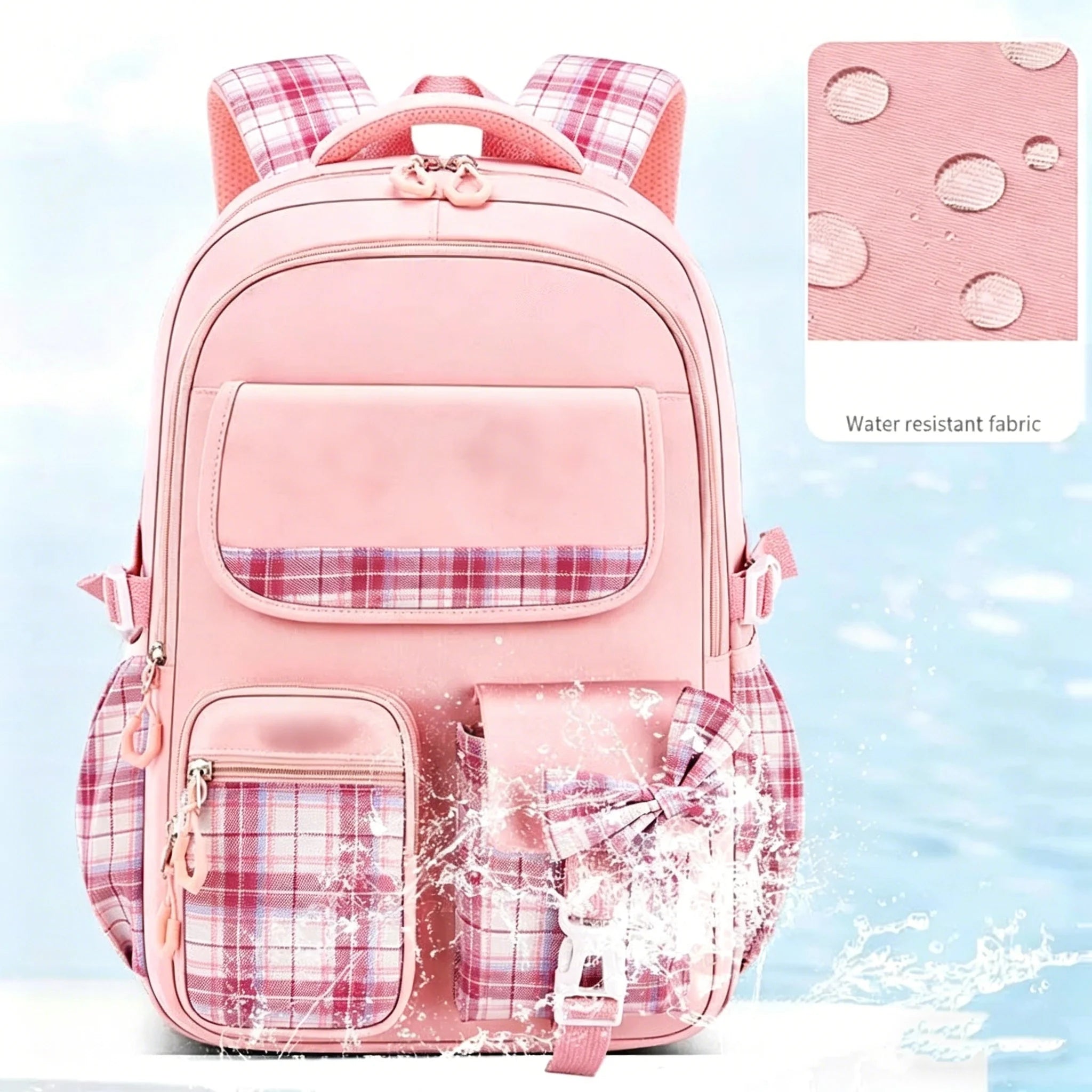 Spine Protection Checkered School Backpack