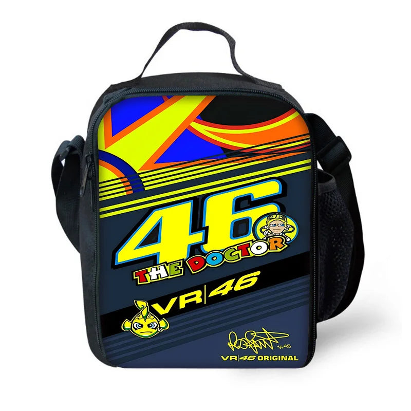 Child School Motorcycle R-rossis VR-46 Backpack with Lunch Bags ,Pencil Bags ,School Bags for Boys Girls Best Gift