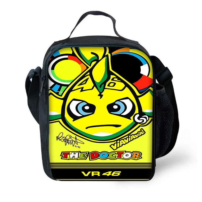Child School Motorcycle R-rossis VR-46 Backpack with Lunch Bags ,Pencil Bags ,School Bags for Boys Girls Best Gift