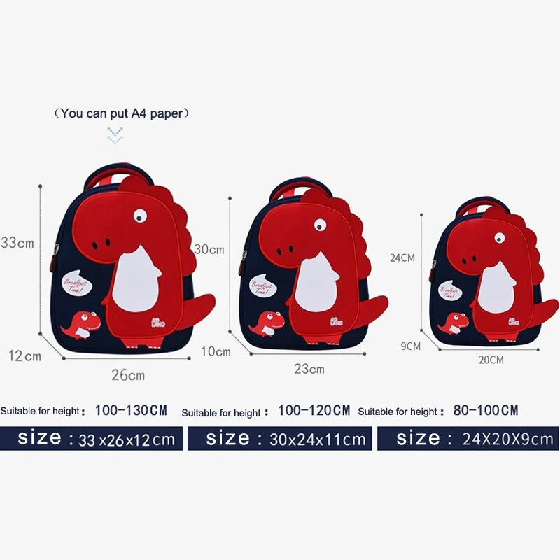 Dinosaur Kids School Backpack – 3 Sizes