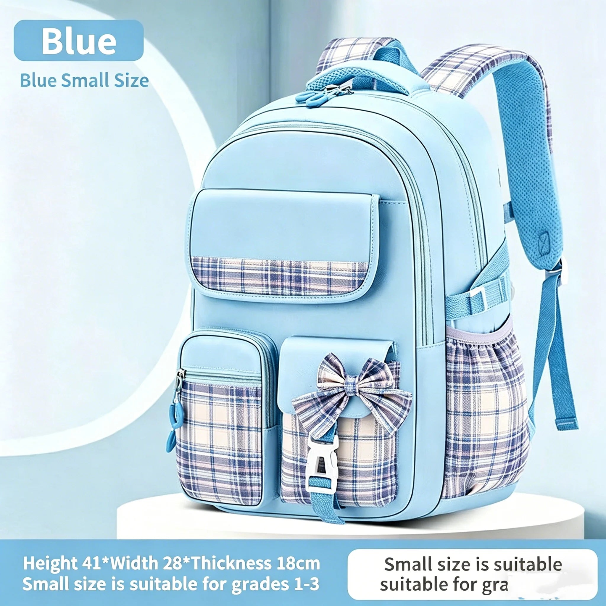 Spine Protection Checkered School Backpack