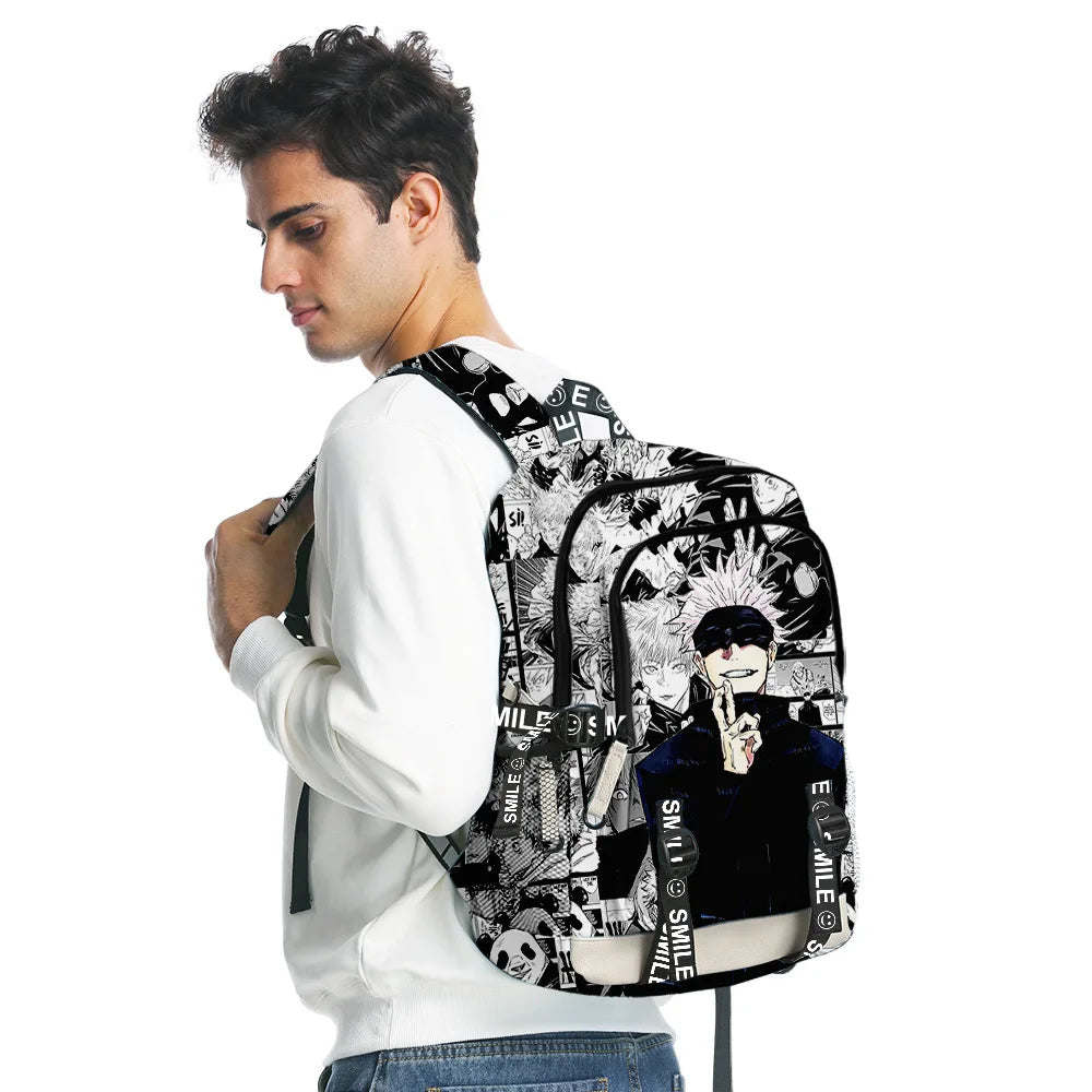 3Pcs/Set Anime Satoru Gojo Backpack 3D Printed Student Bag Anime Small Laptop Bag Pencil Case for Lunch