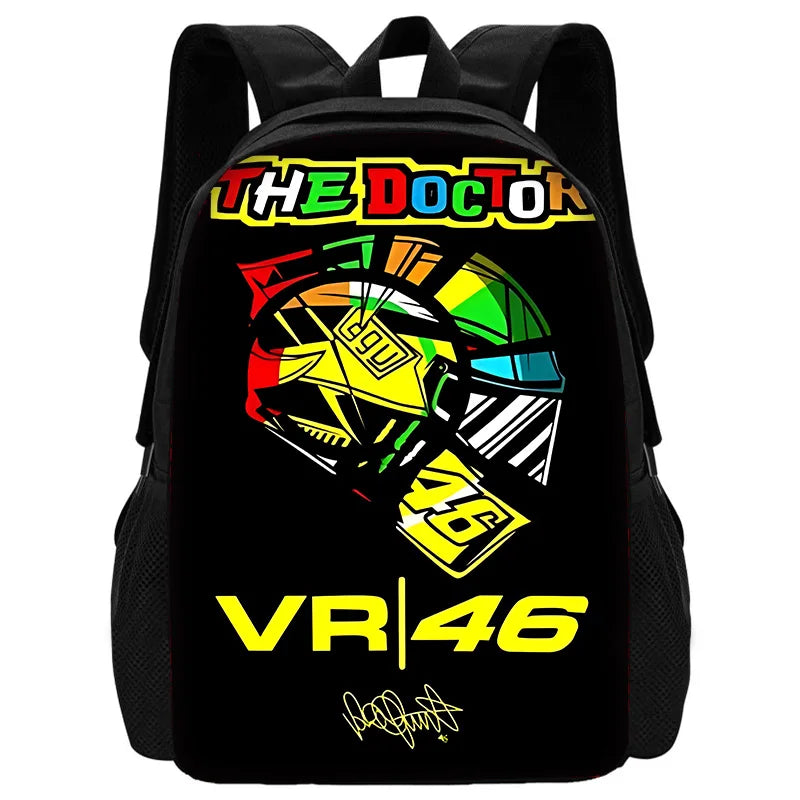 Child School Motorcycle R-rossis VR-46 Backpack with Lunch Bags ,Pencil Bags ,School Bags for Boys Girls Best Gift