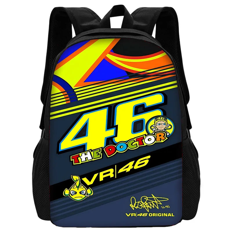 Child School Motorcycle R-rossis VR-46 Backpack with Lunch Bags ,Pencil Bags ,School Bags for Boys Girls Best Gift