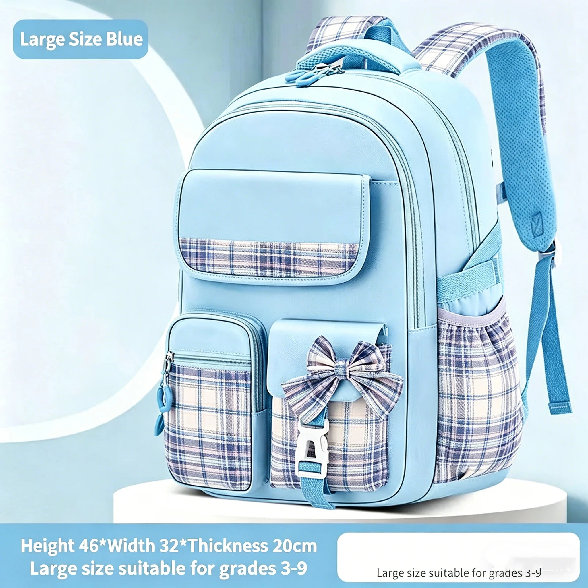 Spine Protection Checkered School Backpack