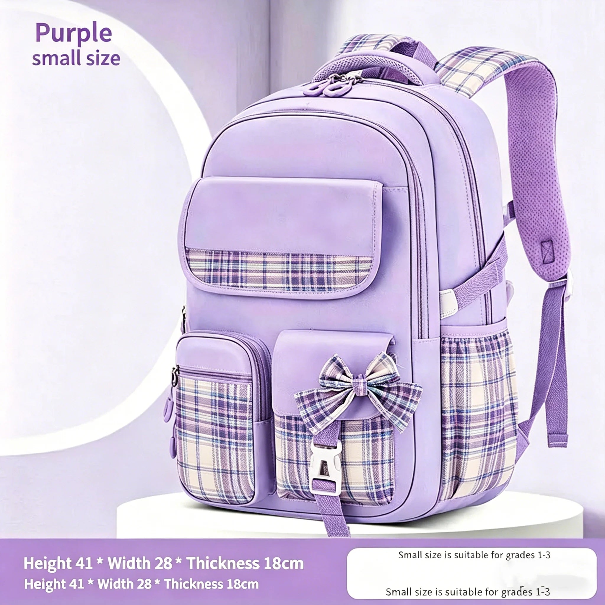 Spine Protection Checkered School Backpack