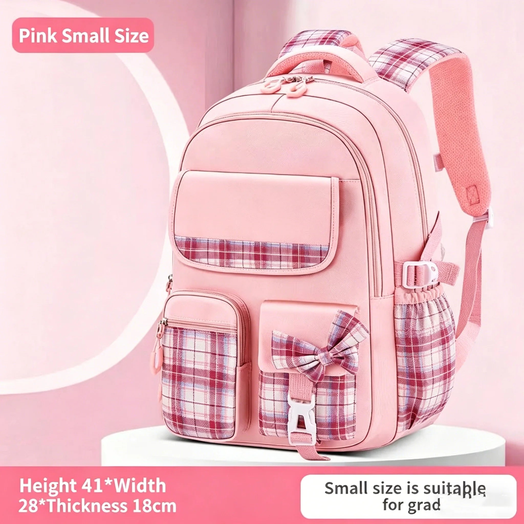 Spine Protection Checkered School Backpack
