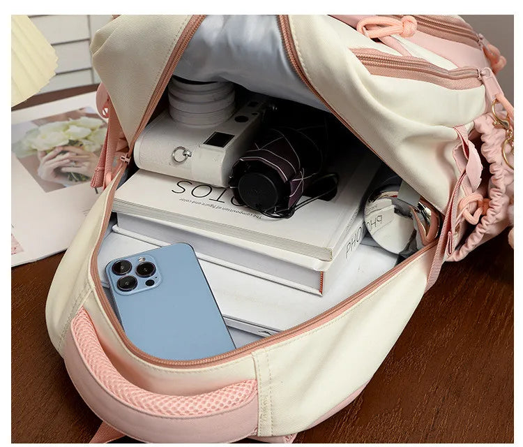 Cute Rabbit Color-Block Teen Backpack