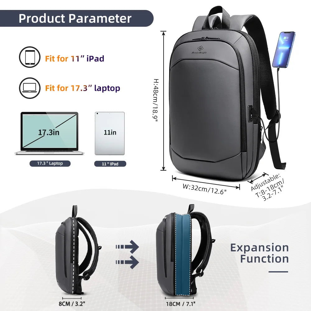 HK Business Laptop Backpack 17" with USB Port