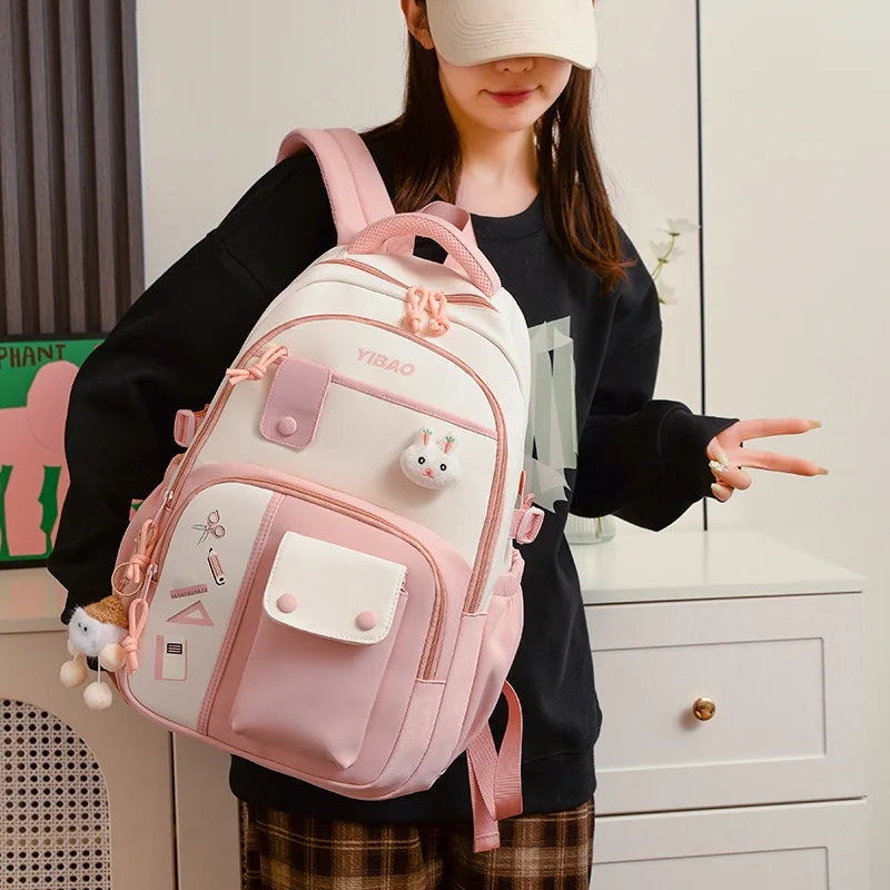 Cute Rabbit Color-Block Teen Backpack