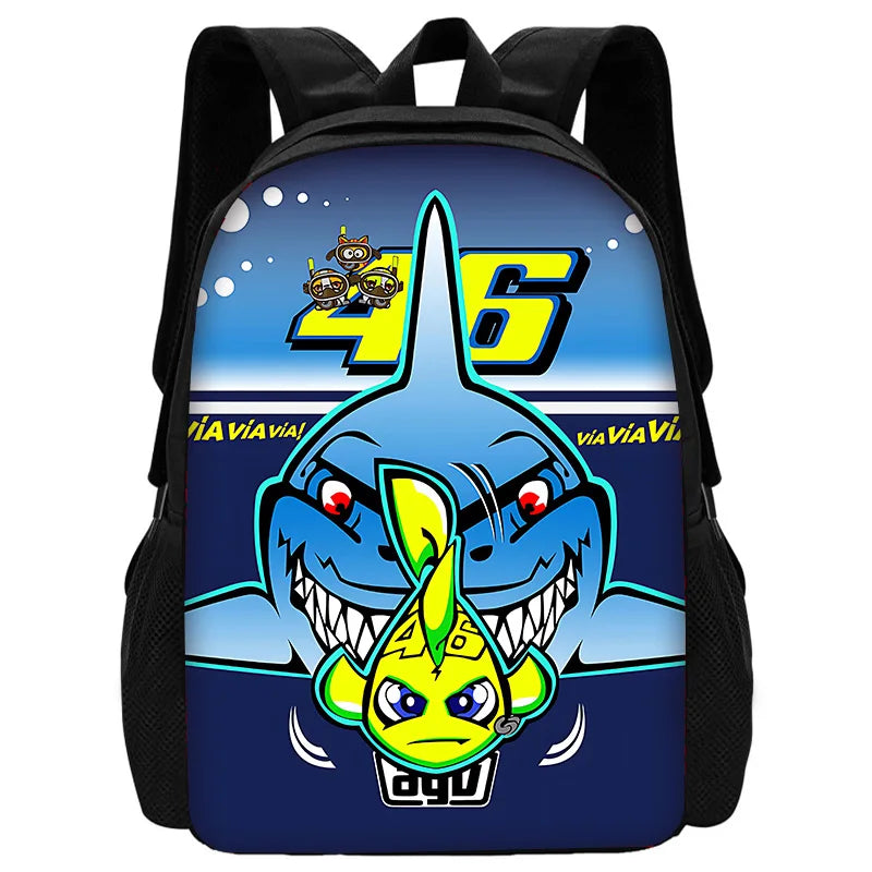 Child School Motorcycle R-rossis VR-46 Backpack with Lunch Bags ,Pencil Bags ,School Bags for Boys Girls Best Gift