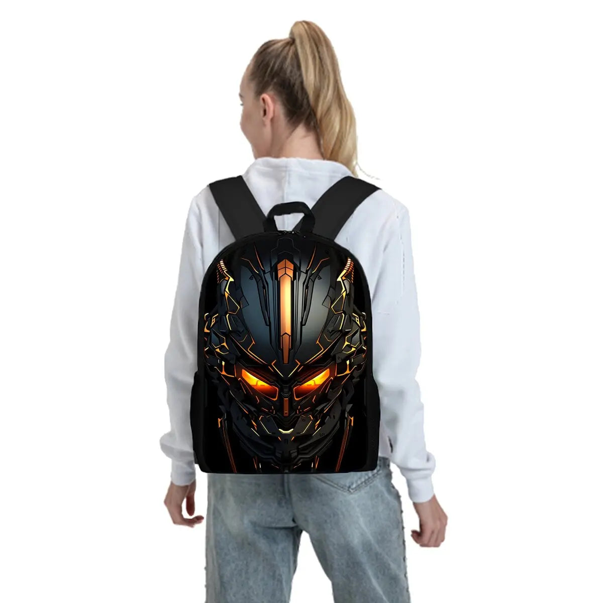 Mechanical Robots Print Three Piece Backpacks Set for Boy and Girls Best Gifts 2D Flat Cartoon School Bag for Children