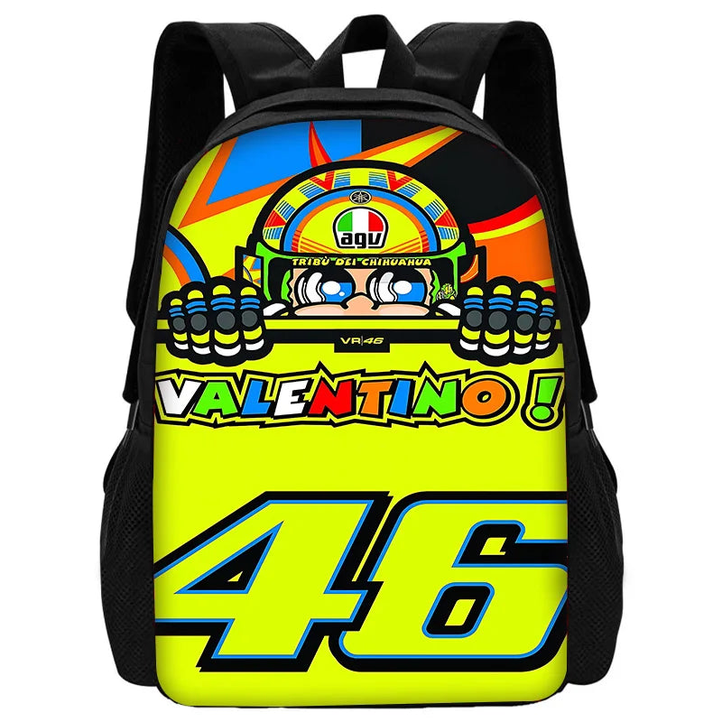 Child School Motorcycle R-rossis VR-46 Backpack with Lunch Bags ,Pencil Bags ,School Bags for Boys Girls Best Gift