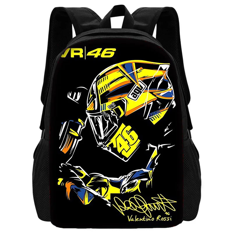 Child School Motorcycle R-rossis VR-46 Backpack with Lunch Bags ,Pencil Bags ,School Bags for Boys Girls Best Gift