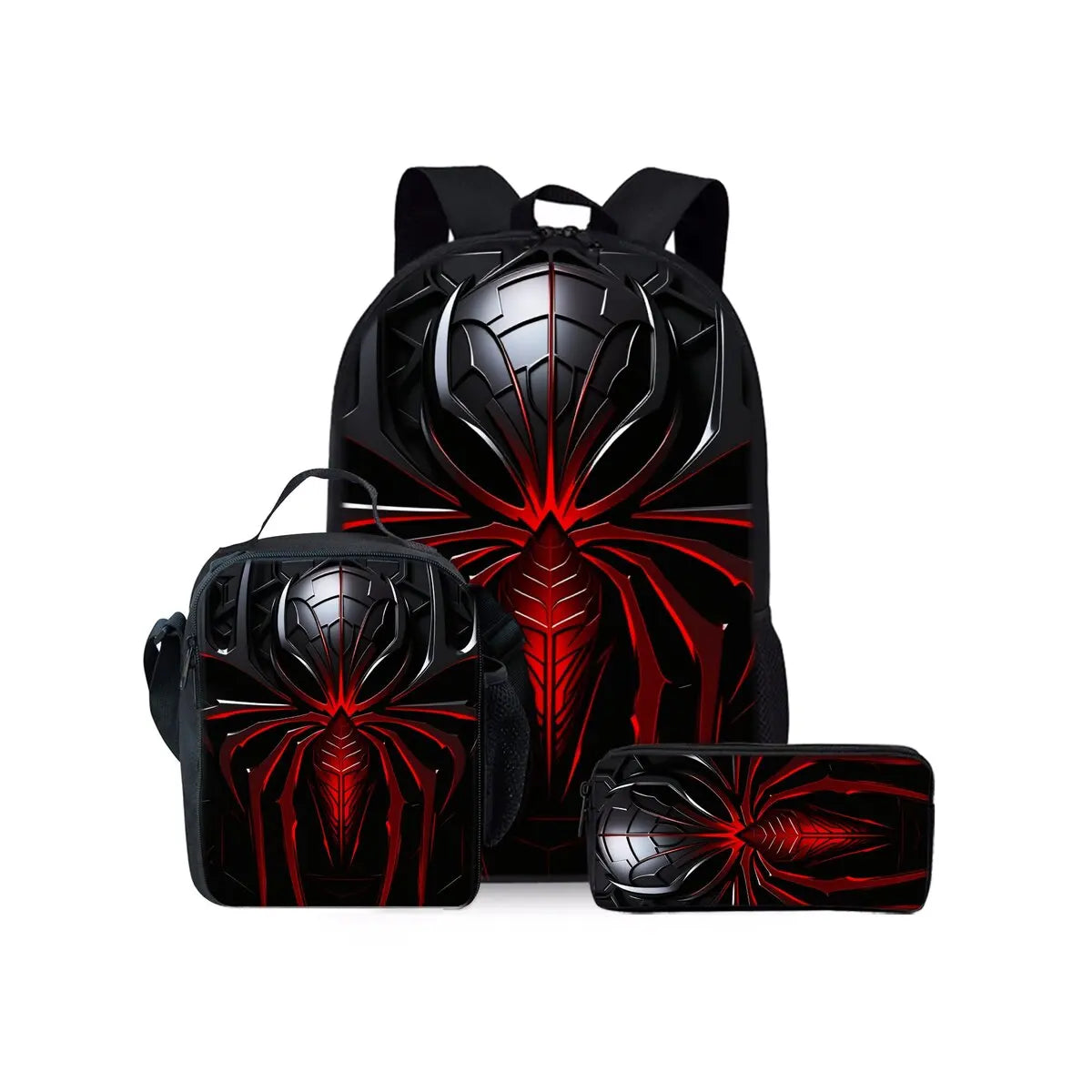 Mechanical Robots Print Three Piece Backpacks Set for Boy and Girls Best Gifts 2D Flat Cartoon School Bag for Children